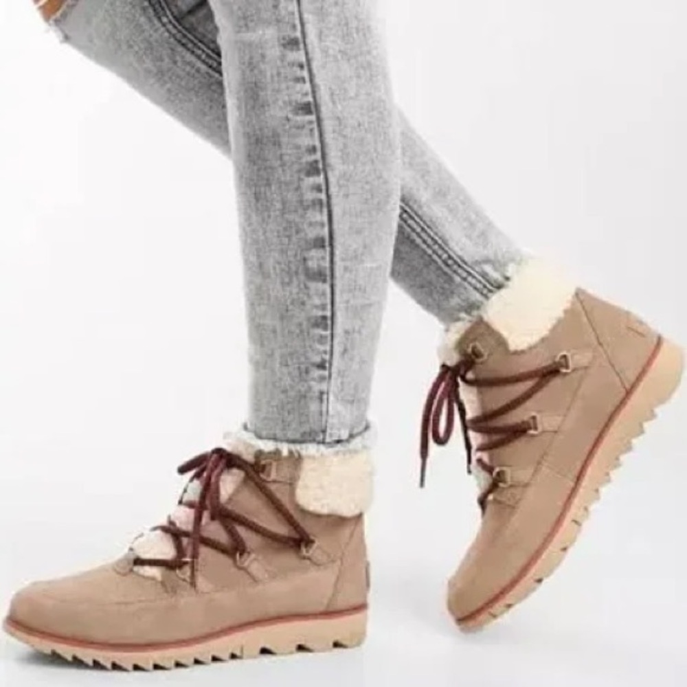 Sorel Harlow Lace Cozy Booties in Taupe Suede 8